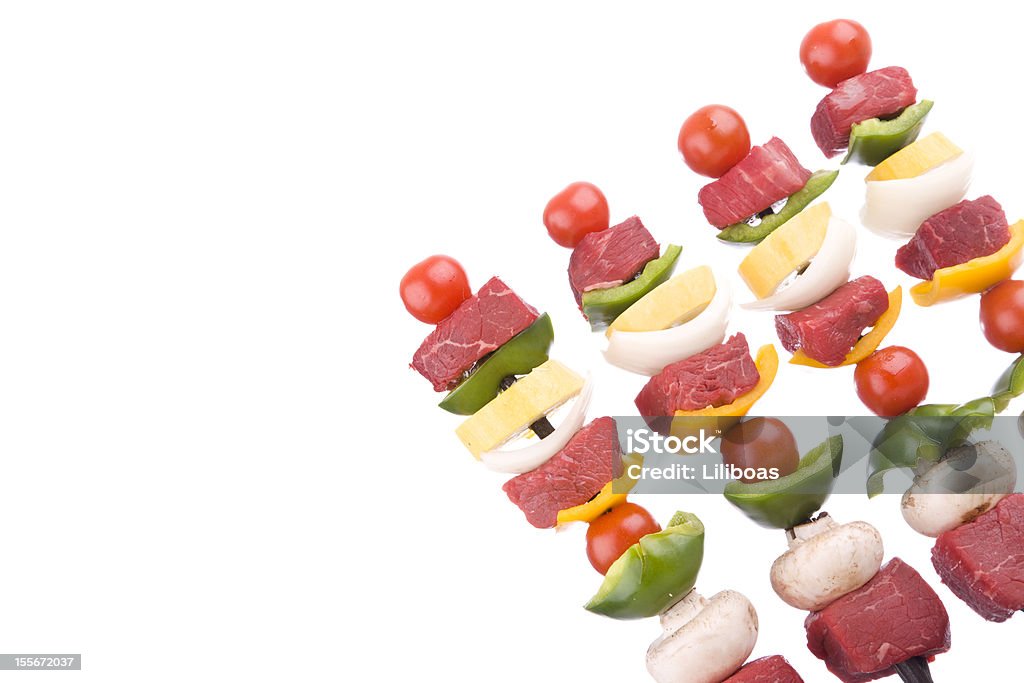 Shish Kebab barbecue (XXL) pronto per - Foto stock royalty-free di Sfondo bianco