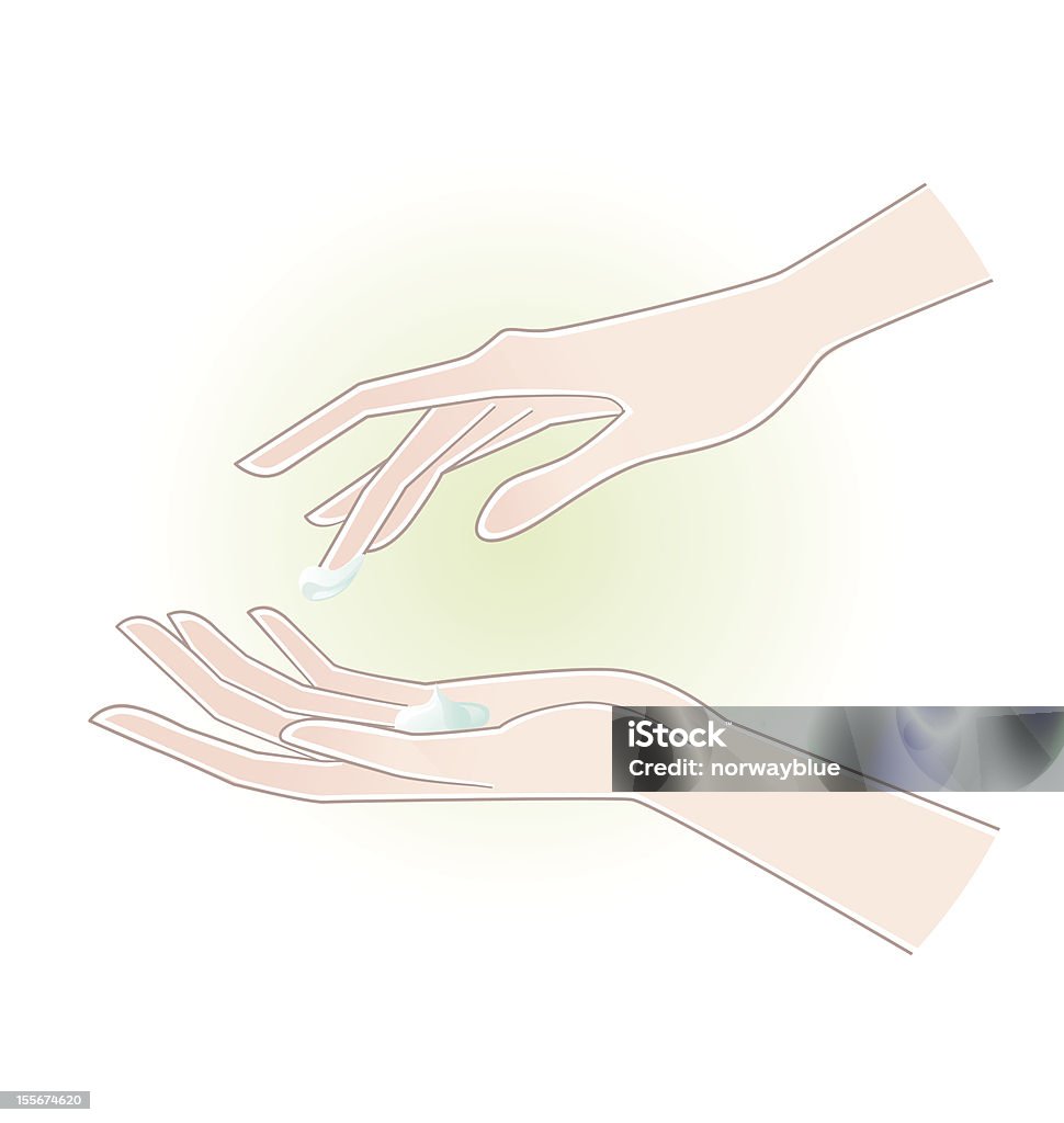 아름다운 여자의 손을 모이스처라이징 크림 팜형 - 로열티 프리 건강관리와 의술 벡터 아트