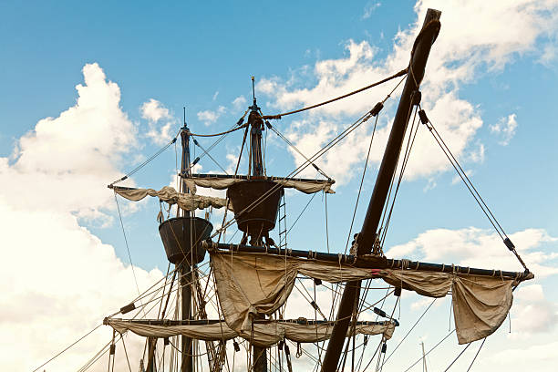 istock Mast of pirate ship 155678326