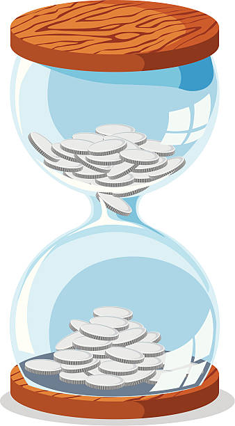 Hourglass with money vector art illustration