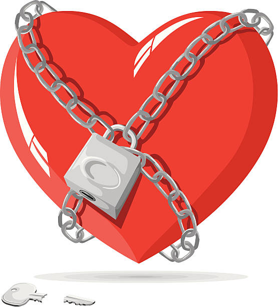 chained heart vector art illustration