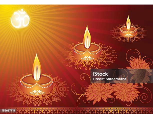 Vetores de Diwali Decoração Elegante Fundo e mais imagens de Brilhante - Luminosidade - Brilhante - Luminosidade, Comemoração - Conceito, Composição Digital