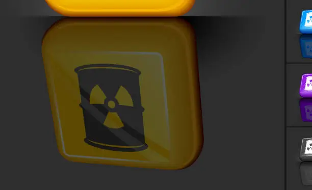 Vector illustration of nuclear waste barrel 3D button design