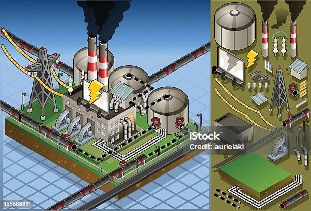 Isometric Erdölanlage In Der Produktion Von Energie Stock Vektor Art und mehr Bilder von Fabrik