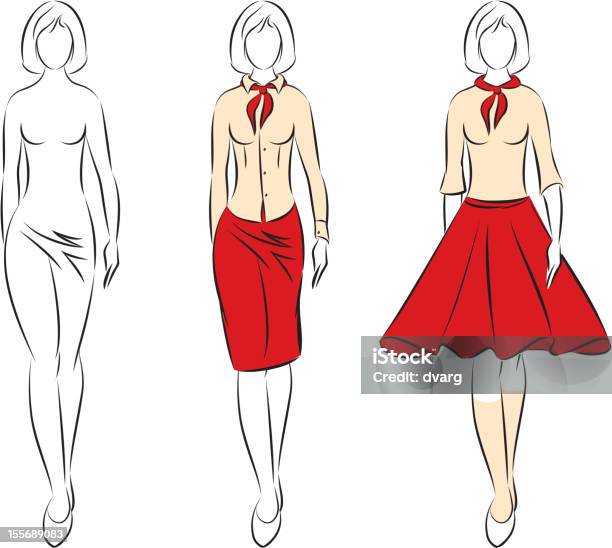 Silhouette Woman In The Clothes Stock Illustration - Download Image Now - Adult, Clothing, Design