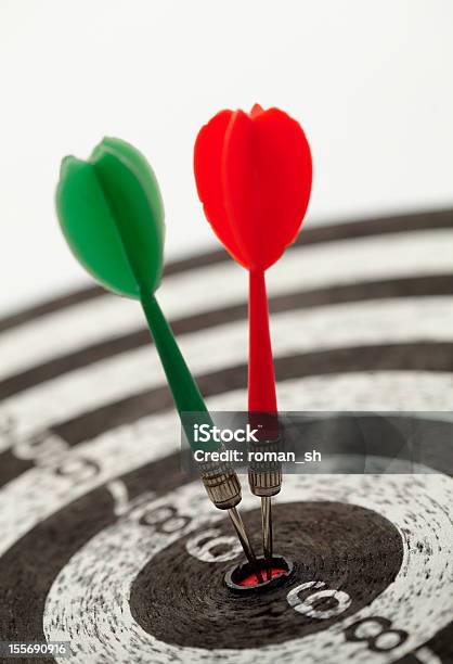 Two Darts On A Dartboard Stock Photo - Download Image Now - Accuracy, Bull's-Eye, Image Focus Technique