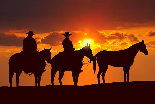 istock cowboys and horses under sunset 155695770
