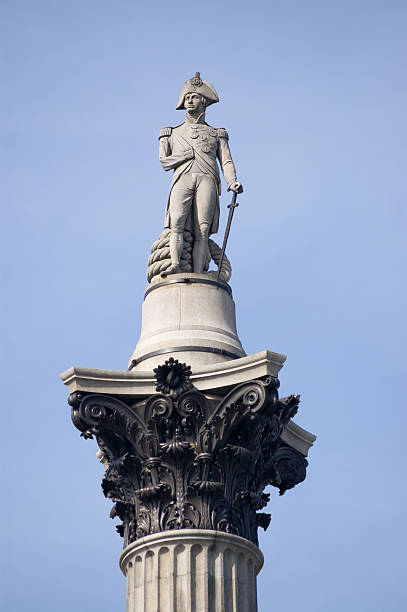 Nelson on Column View of Nelson's Column, Trafalgar Square, London. admiral nelson stock pictures, royalty-free photos & images