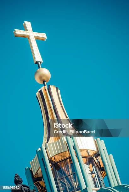 Golden Cross Vintage Style Stock Photo - Download Image Now - Berlin, Berlin Cathedral, Blue