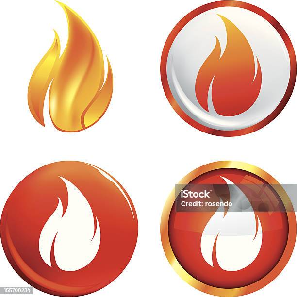 Flamme Boutons Vecteurs libres de droits et plus d'images vectorielles de Boule de feu - Boule de feu, Brillant, Brûler