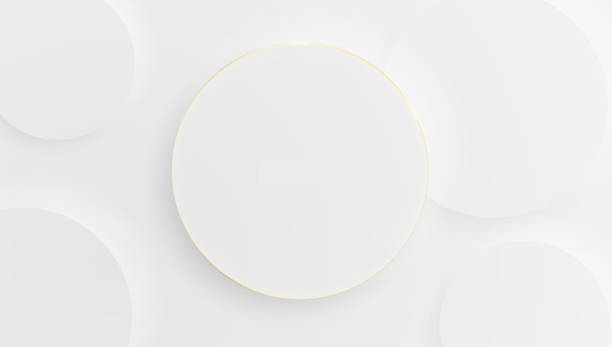 istock Minimalist and elegant, modern white background abstract circle shape with shadow overlay golden line effect design vector illustration 1557008963