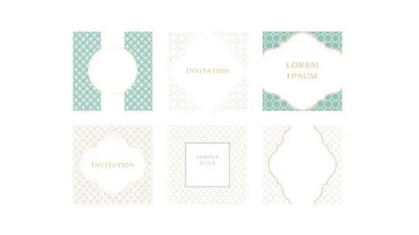 Vector illustration of Simple and elegant square banner label frame background set01