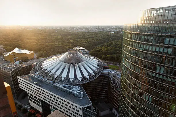 Major buildings at Potsdamer Platz from the air.