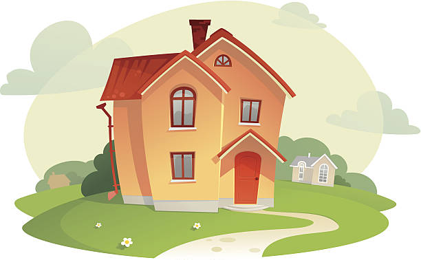 The House Illustration of the House. EPS file 8. garden pathway stock illustrations