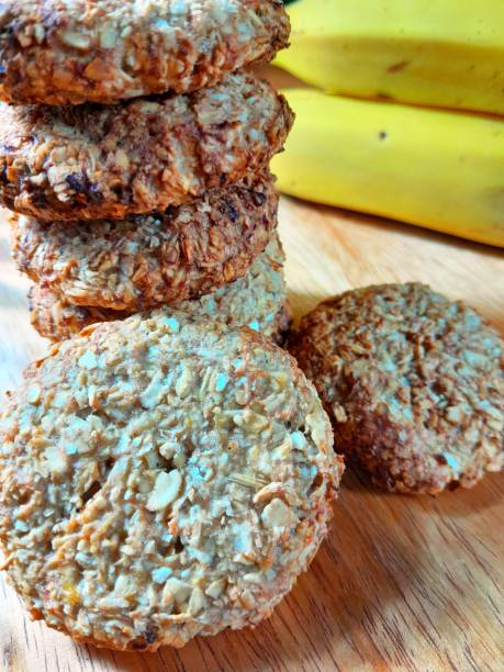 istock Oatmeal and banana cookies. 1557064718
