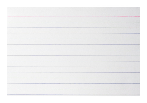Blank white index card with a clipping path on white