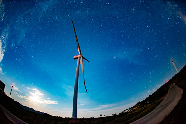 istock Stars in the sky, wind power on the mountains 1557083128