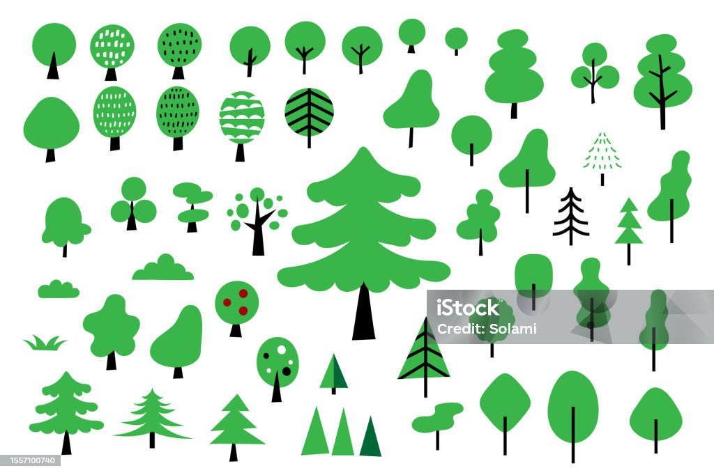 Cute simple Scandinavian style tree. Vector illustration set - Royalty-free Boom vectorkunst Cute simple Scandinavian style tree. Vector illustration set - Royalty-free Boom vectorkunst