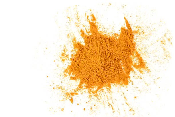 istock Dry turmeric powder or curcuma longa linn isolated on white background. 1557113253