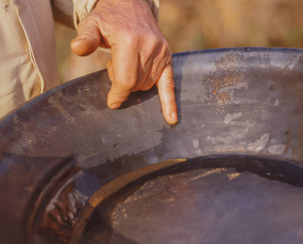 A fine 'tail' of gold, panned just outside the small mining town of Pilgrim's Rest in Mpumalanga province in South Africa.