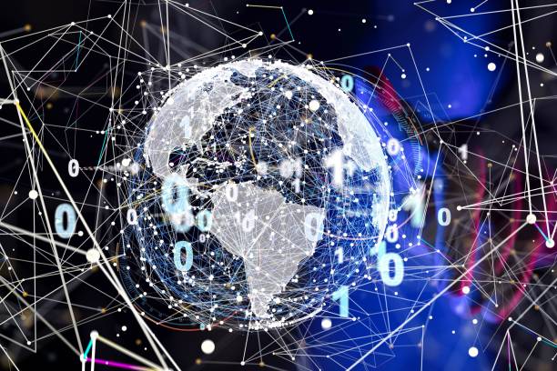 istock Close-up of a woman navigating a planet Earth hologram with binary code 1557136797