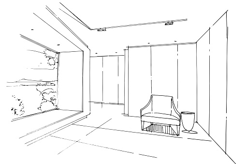 Living Room Line Drawinga Line Drawing Using Interior Architecture ...