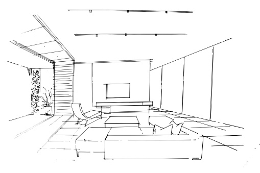 Living Room Line Drawing A Line Drawing Using Interior Architecture ...