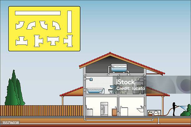 Plumbing Plan Pieces Stock Illustration - Download Image Now - House, Cross Section, Water Pipe