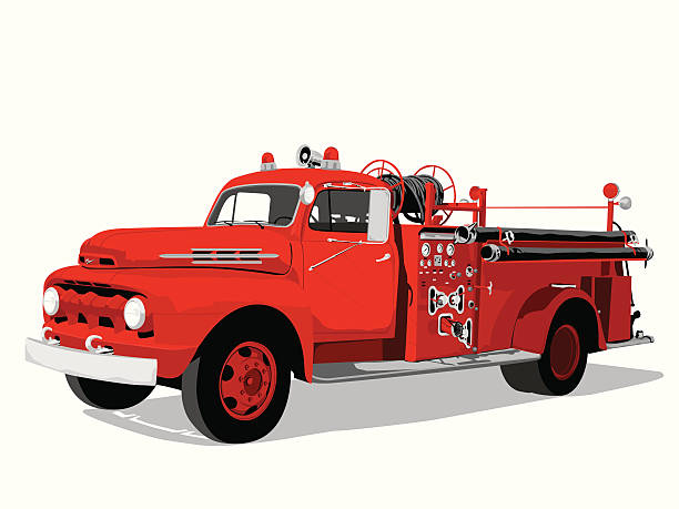 Fire engine See my vector illustrations serie by clicking on the image below: antique fire truck stock illustrations