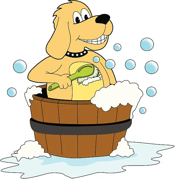 Vector illustration of Dog bathing