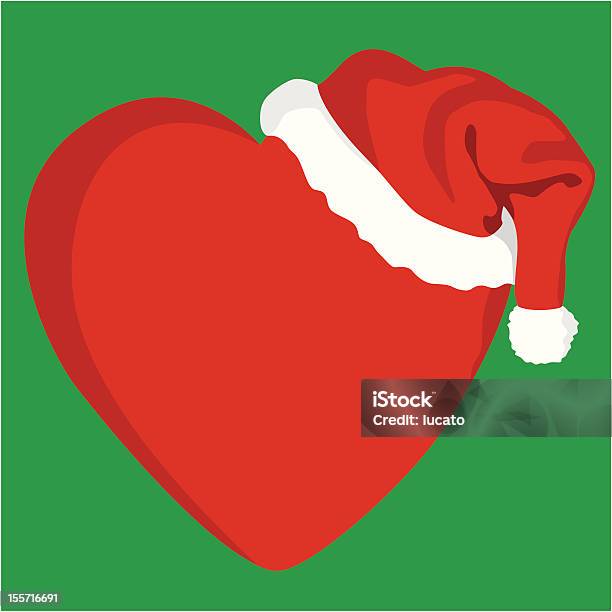 Рождество Сердце — стоковая векторная графика и другие изображения на тему Колпак Санта Клауса - Колпак Санта Клауса, Символ сердца, Без людей