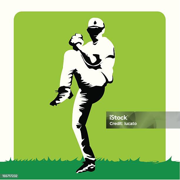 Бейсболка Стилизованные Питчер — стоковая векторная графика и другие изображения на тему Бейсболист - Бейсболист, Игровое поле, Софтбол - спорт