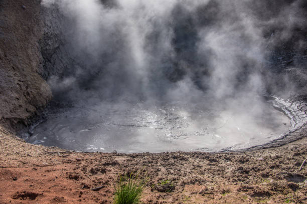 vulcano di fango - yellowstone national park nature textured natural basin foto e immagini stock