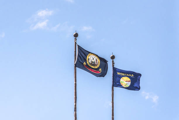 istock Idaho State Flag and Montana State flag 1557174240