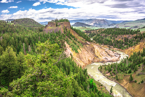 Yellowstone River Falls photographed in summertime