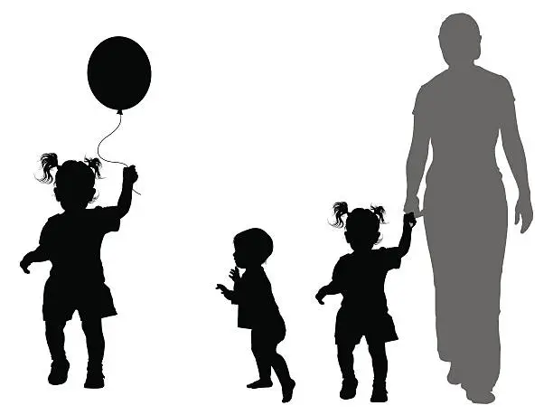 Vector illustration of Children's silhouettes