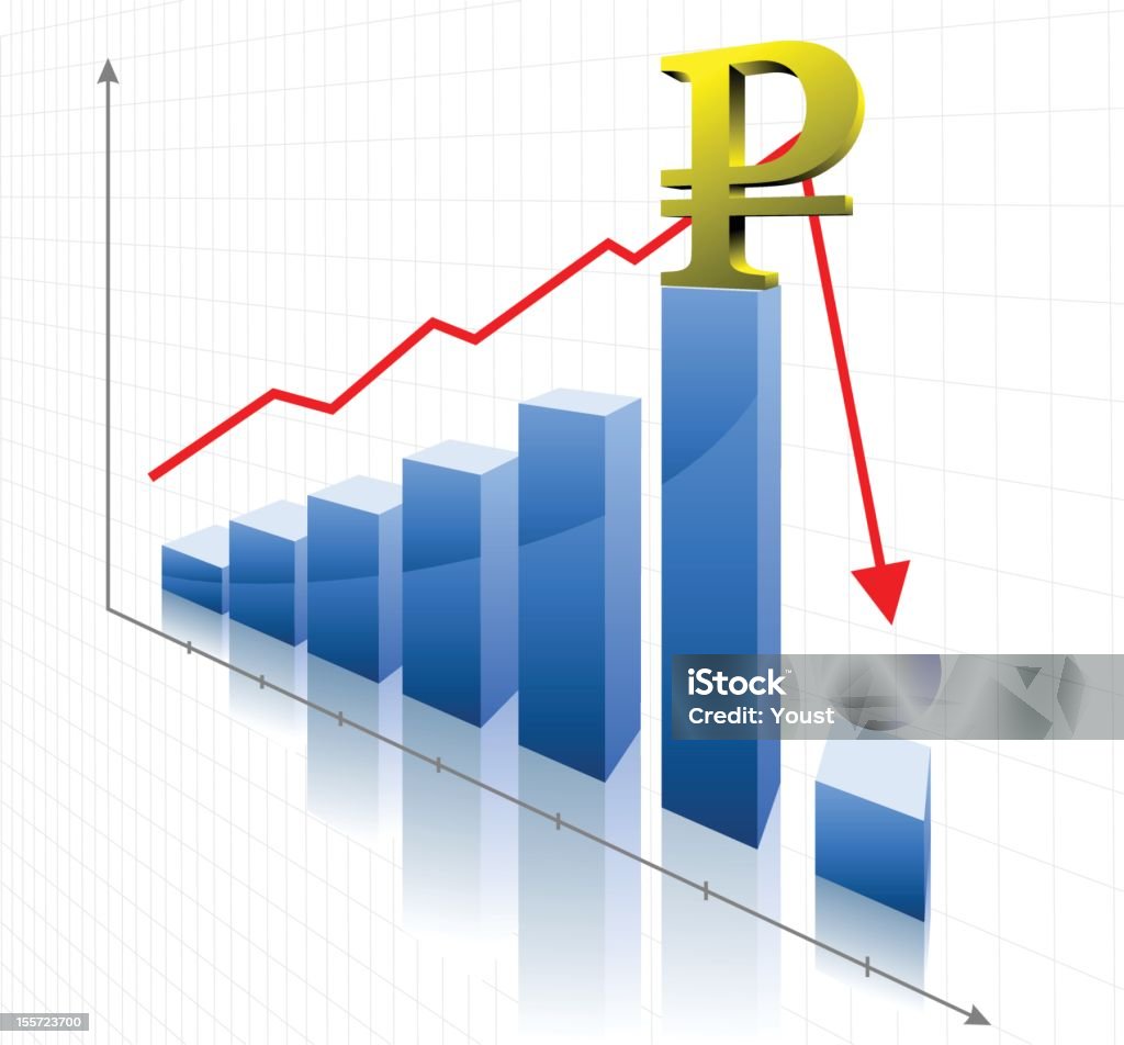 Финансовый кризис Российский рубль - Векторная графика Российские рубли роялти-фри