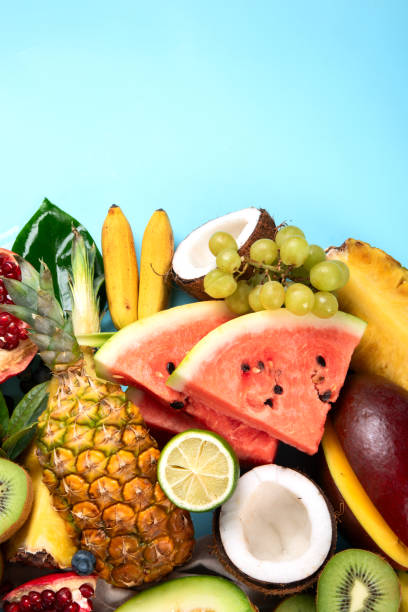istock Assortment of exotic fruits. 1557263987