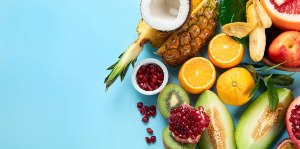 istock Assortment of exotic fruits. 1557264004