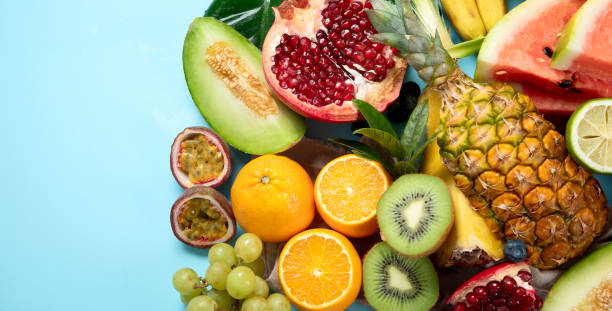 istock Assortment of exotic fruits. 1557265029