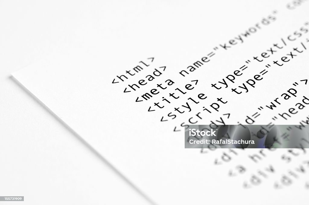 HTML Script - Foto stock royalty-free di Bianco