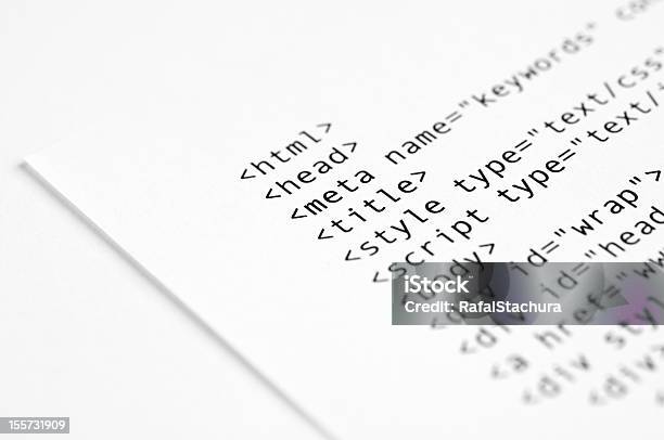 Html Script - Fotografie stock e altre immagini di Bianco - Bianco, Codice, Composizione orizzontale