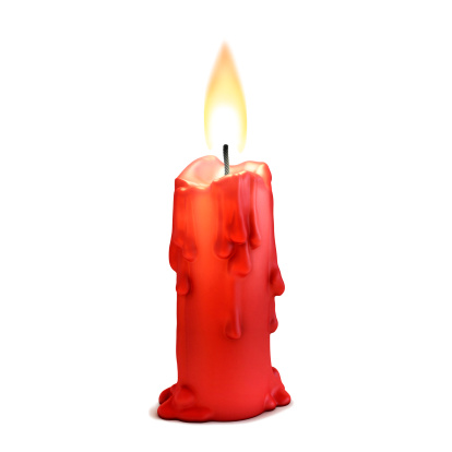 burning candle isolated over white