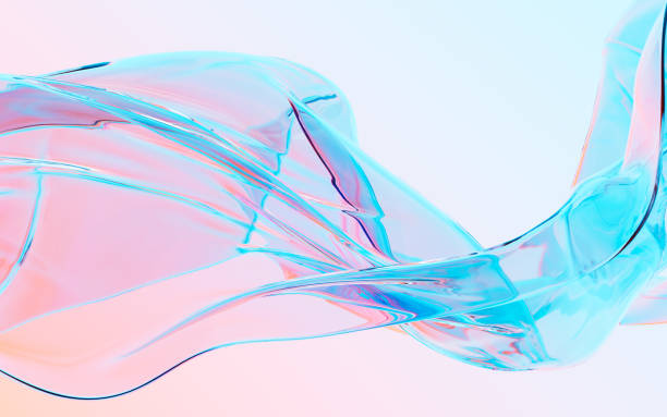 istock Abstract flowing transparent glass background, 3d rendering. 1557354836