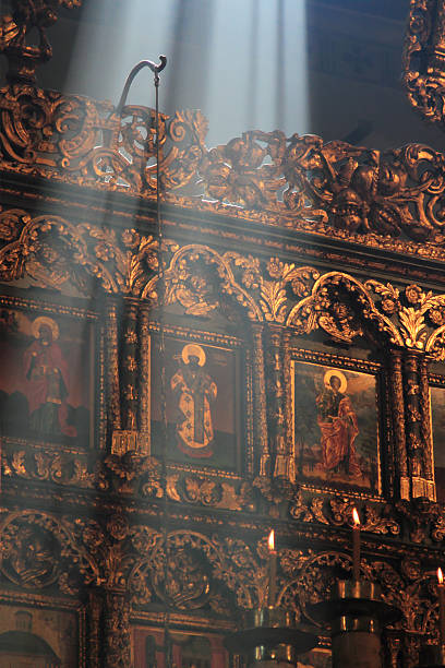 istock Lightbeam in a Church 155737095
