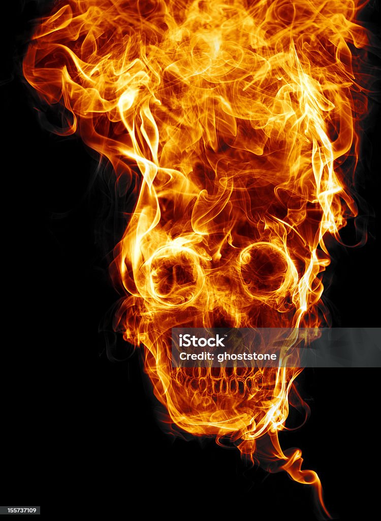 skull of fire skull of fire. Of fire formed skull dead, as a symbol of the dangers. Isolated on a black background Fire - Natural Phenomenon Stock Photo