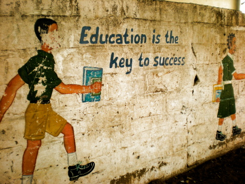 Painting on an outer wall of a school in Senegal