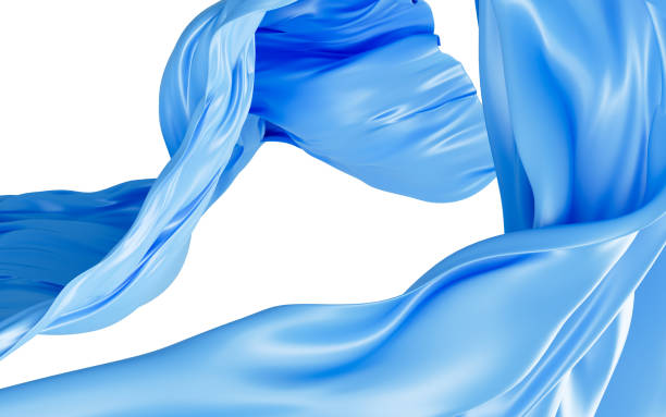 istock Blue silk fabric, blue cloth material flying in the wind , 3d rendering. 1557381378