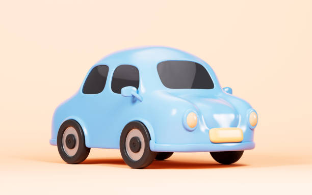 istock Cartoon car with yellow background, model car, 3d rendering. 1557381893