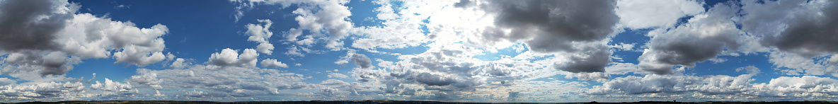 Ultra Wide High Angle View of Dramatic Clouds and Sky over England